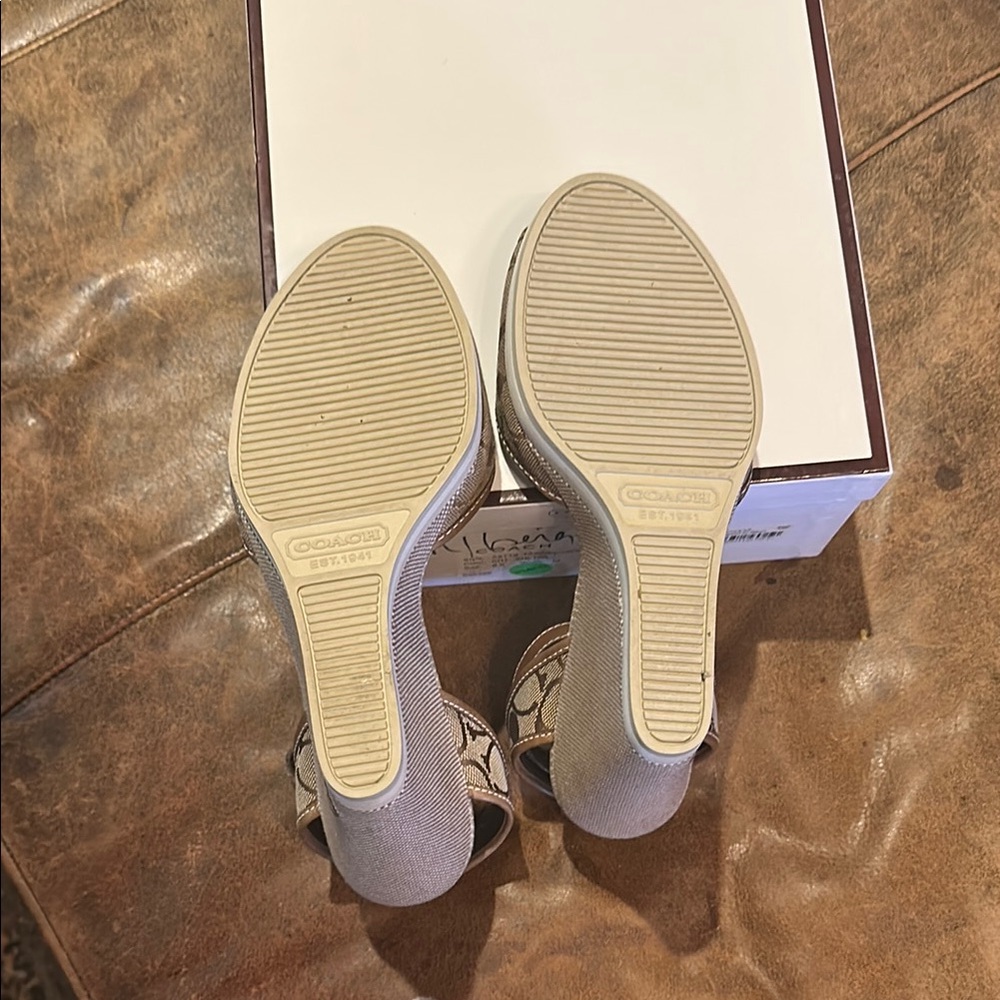 NIB Coach Brown Wedge Shoes, size 8.0 Medium - Picture 5 of 8